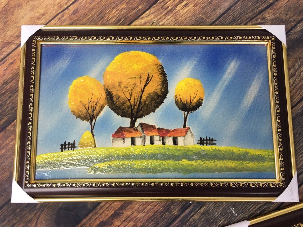 Tranh tứ quý vẽ cổ đồ - đắp nổi - men tràm - rộng 50cm