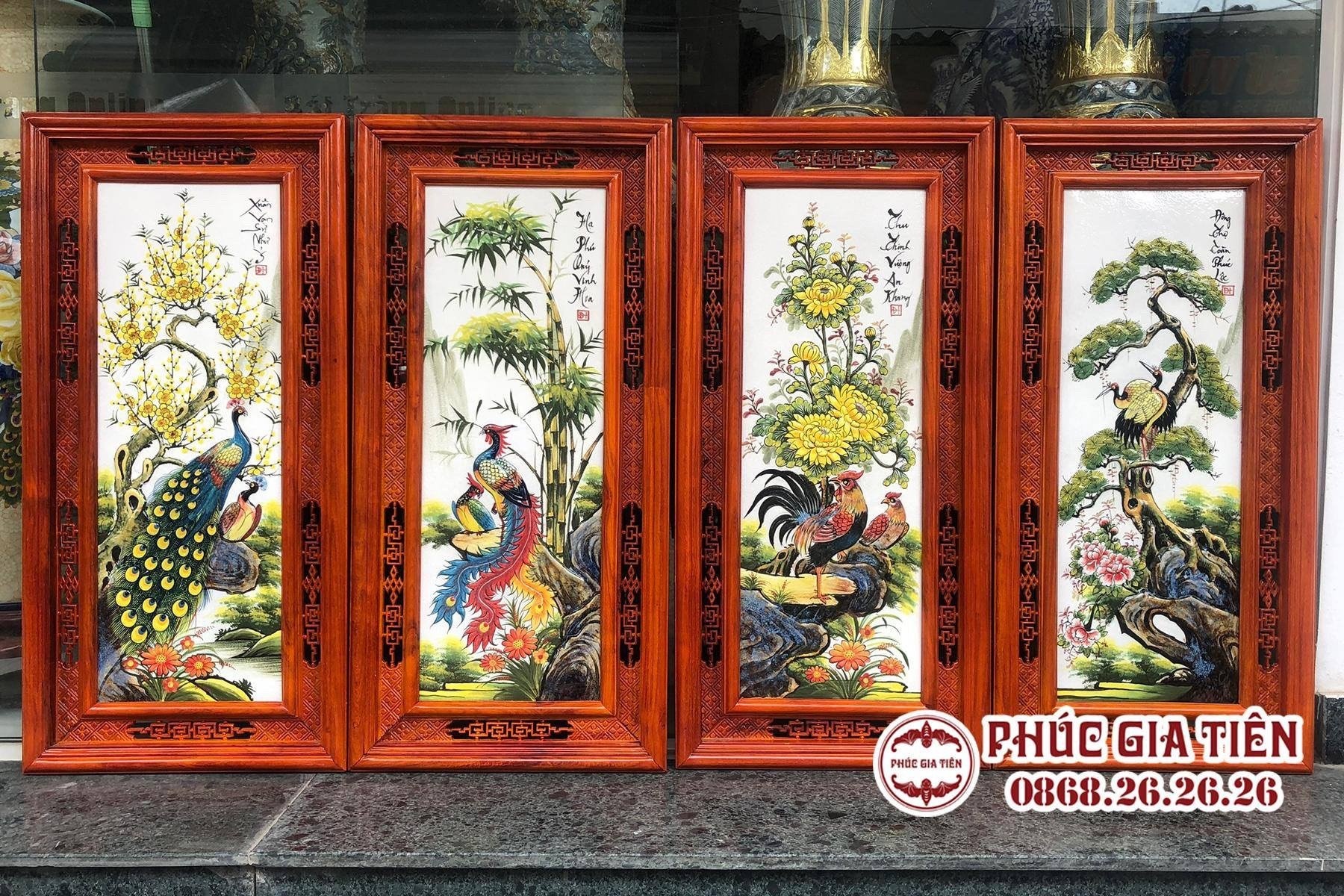 Tranh đắp nổi cá chép trông trăng màu chàm- cao 1m rộng 50cm